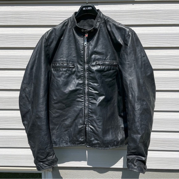 Brooks Leather Cafe Racer Jacket, Made in USA, Size 44 - Picture 4 of 8